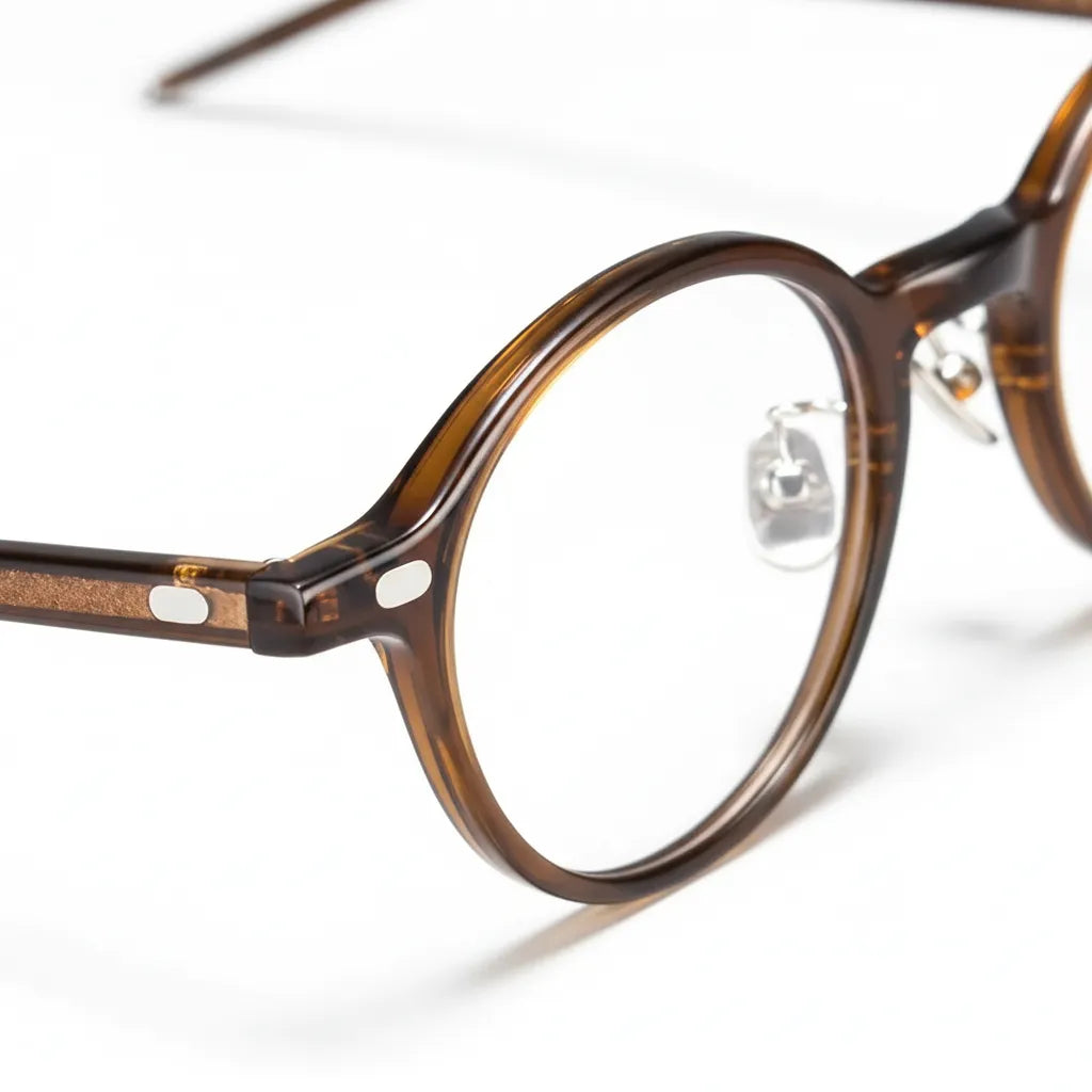 Anti-Blue Light Round Eyeglasses Frame - Handmade Optical Prescription