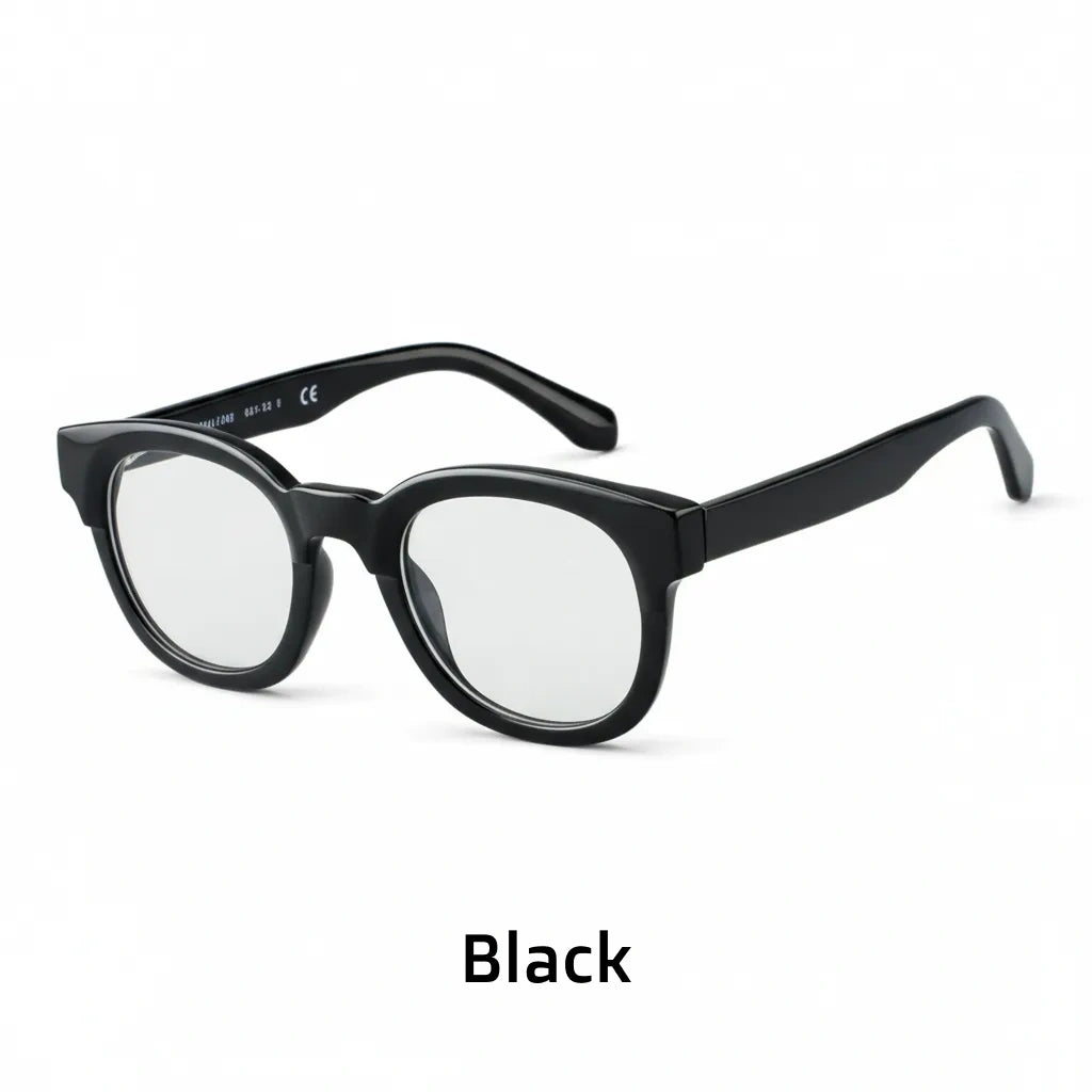 Retro Round Acetate Eyeglass Frames - Unisex Prescription Ready