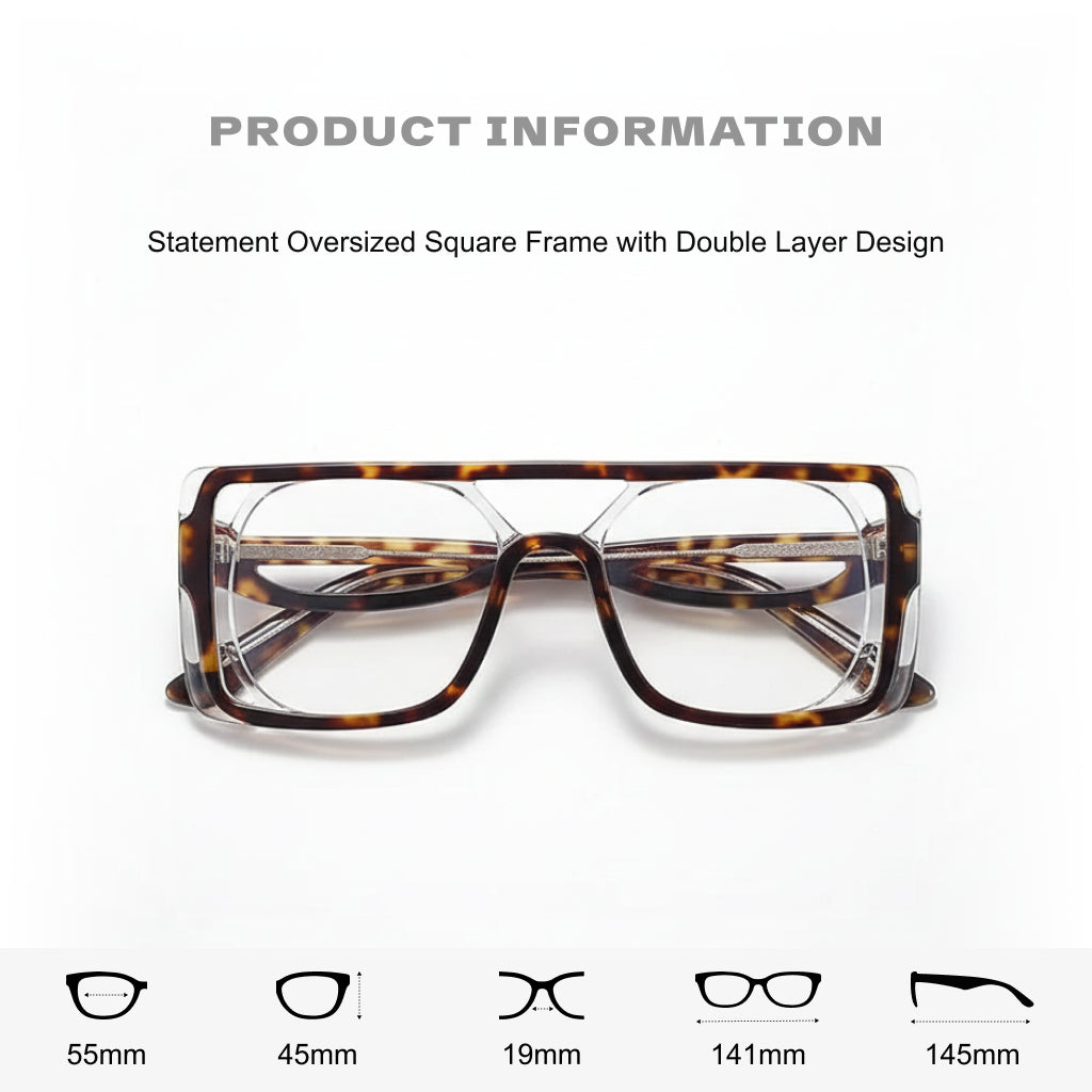 Anti Blue Light Square Eyeglass Frame - Optical Prescription Ready