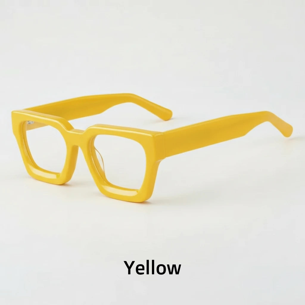 Retro Square Acetate Eyeglass Frame - Unisex Optical Prescription Glasses