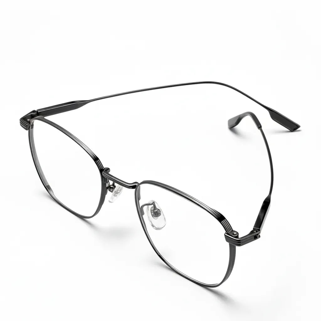 Large Face Titanium Glasses Frame - Retro Polygonal Optical Prescription Eyewear