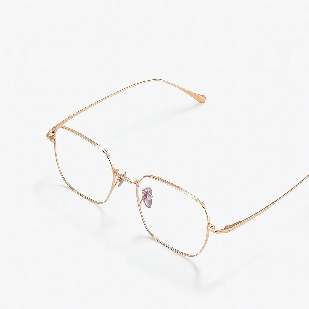 Retro Polygonal Titanium Eyeglass Frame - Unisex Optical Prescription Glasses