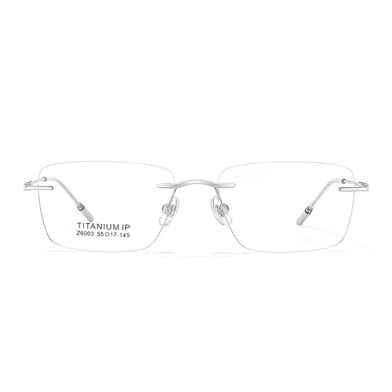 Pure Titanium Frameless Glasses - Retro Square Optical Frame Model 6003