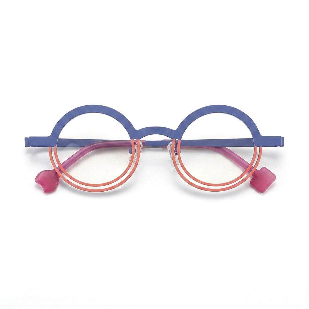 Two-Tone Titanium Round Optical Frames – Retro Unisex
