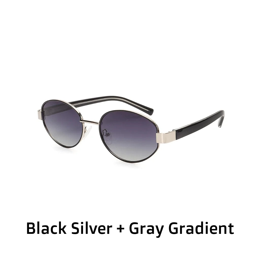 Retro Elliptical Metal Sunglasses - UV Protection Polarized