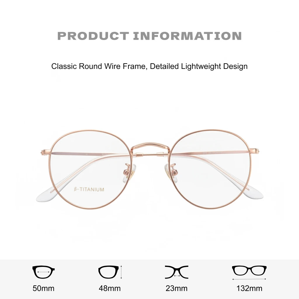 Round Titanium Glasses Frame - Anti-Blue Light Optical