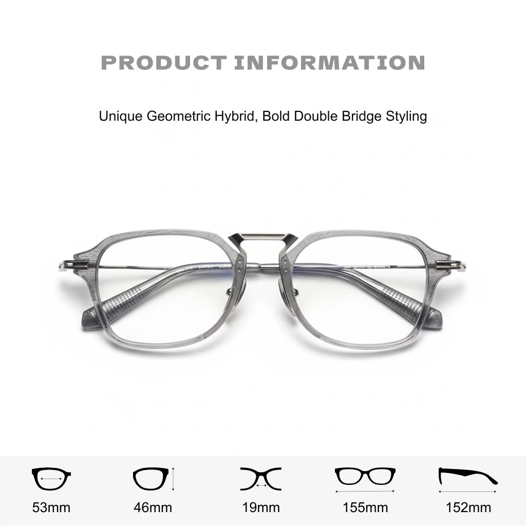 Retro Square Titanium Eyeglass Frame - Unisex Optical DTX413