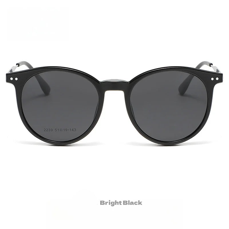 Retro Round Polarized Magnetic Sunglasses for Women