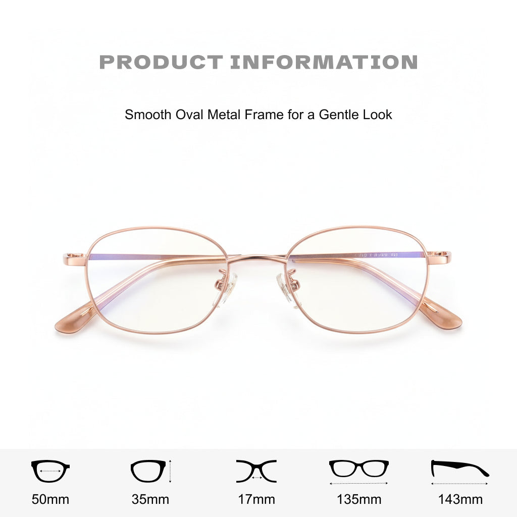 β Titanium Ultra Light Elliptical Women's Eyeglass Frame - Anti Blue Light Optical Prescription Frame 7001