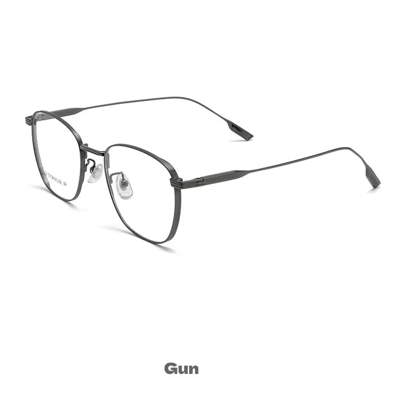 Large Face Titanium Glasses Frame - Retro Polygonal Optical Prescription Eyewear