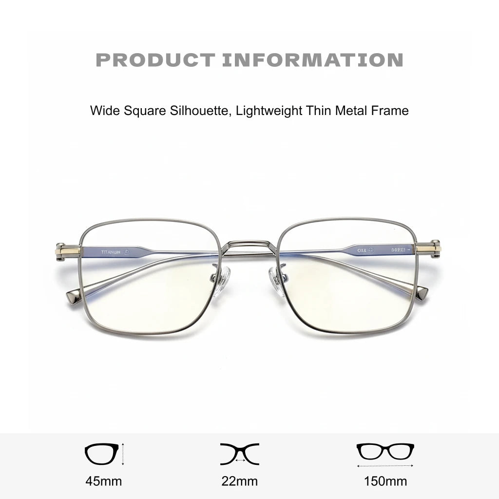 Ultra-Light Titanium Business Eyeglasses Frame - Square Full Rim
