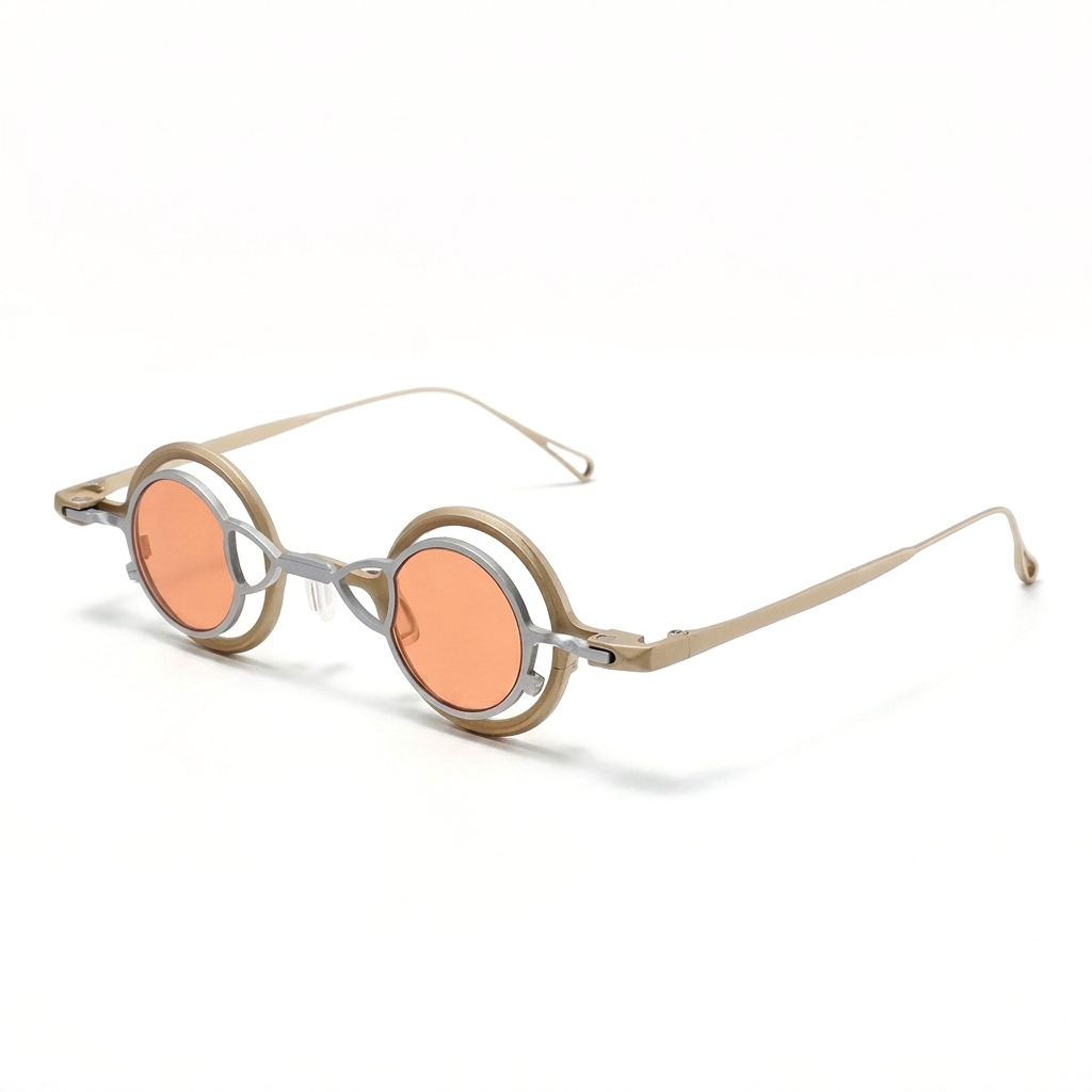 Titanium Optical Frame with Magnetic Polarized Clip-On — Round