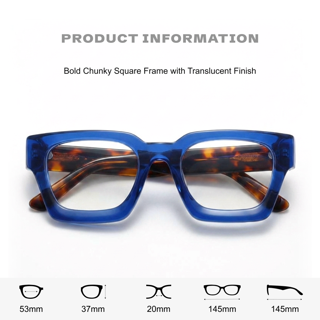 Acetate Retro Square Eyeglass Frames