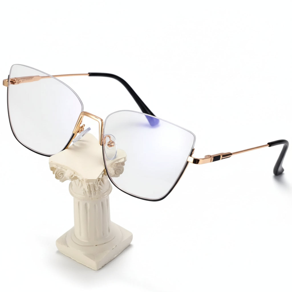 Retro Half-Frame Anti-Blue Light Eyeglasses