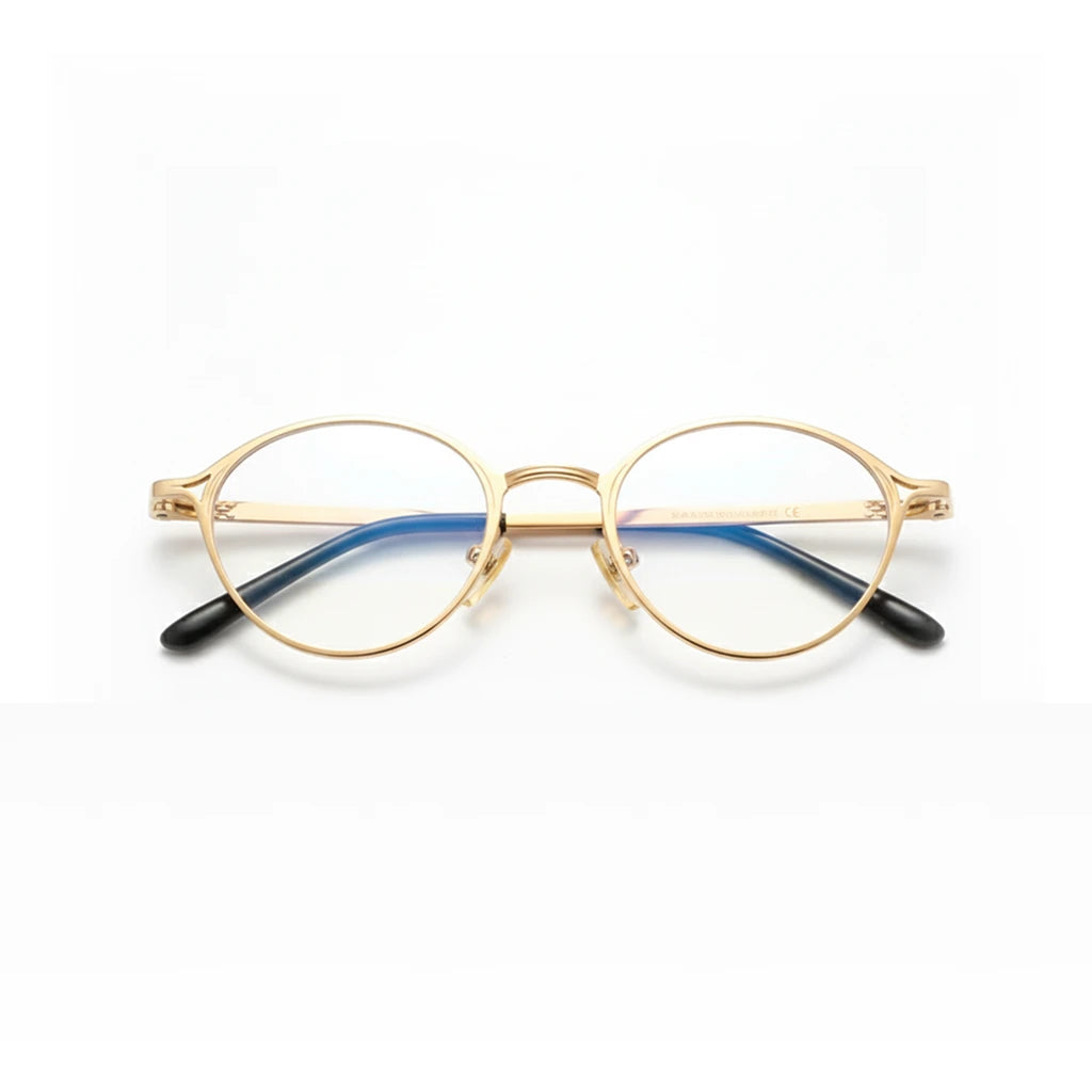 Ultra Light Oval Metal Eyeglass Frame - Anti Blue Light Optical Prescription Glasses