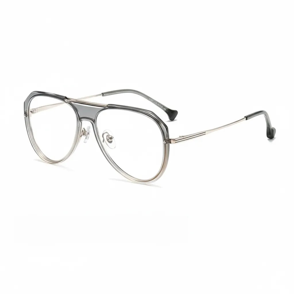 Double Beam Elliptical Eyeglass Frame - Plastic Titanium Optical