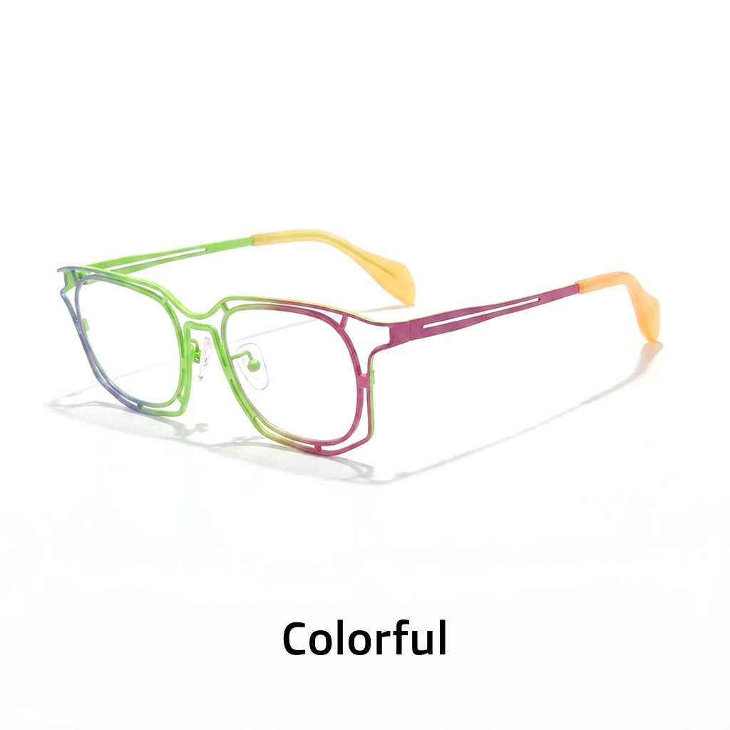 Monture de lunettes de myopie carrée en pur titane ultra-léger de couleur, lunettes optiques rétro à grande monture personnalisées et tendance