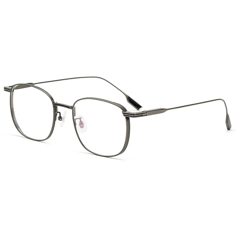 Large Face Titanium Glasses Frame - Retro Polygonal Optical Prescription Eyewear