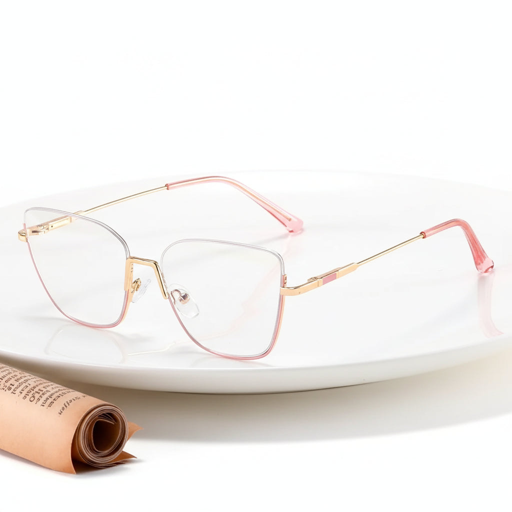 Retro Half-Frame Anti-Blue Light Eyeglasses