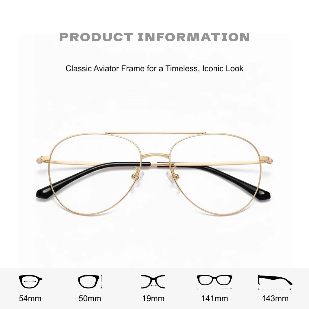 Pure Titanium Double Bridge Optical Glasses Frame - Ultra-Light Prescription Eyewear