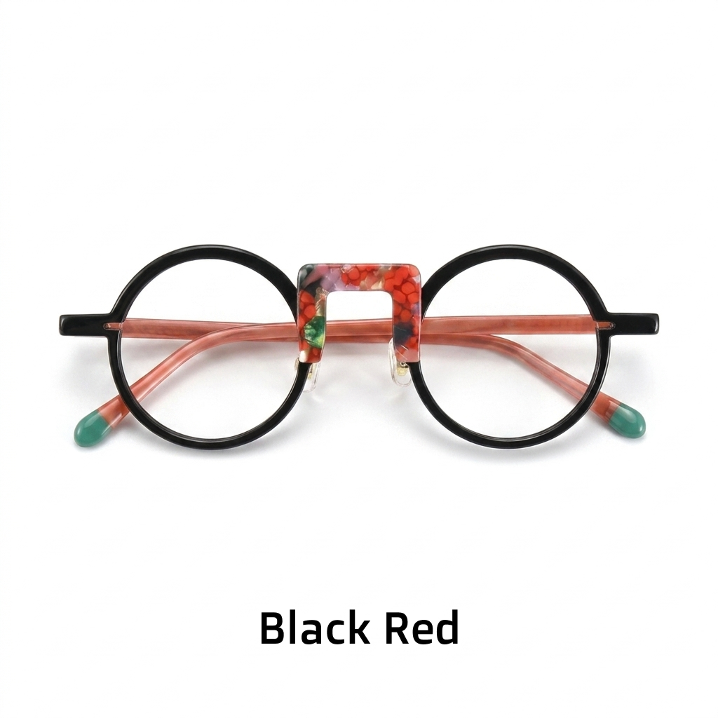 Rundes optisches Brillengestell aus Acetat – Unisex-Patchwork-Farbe