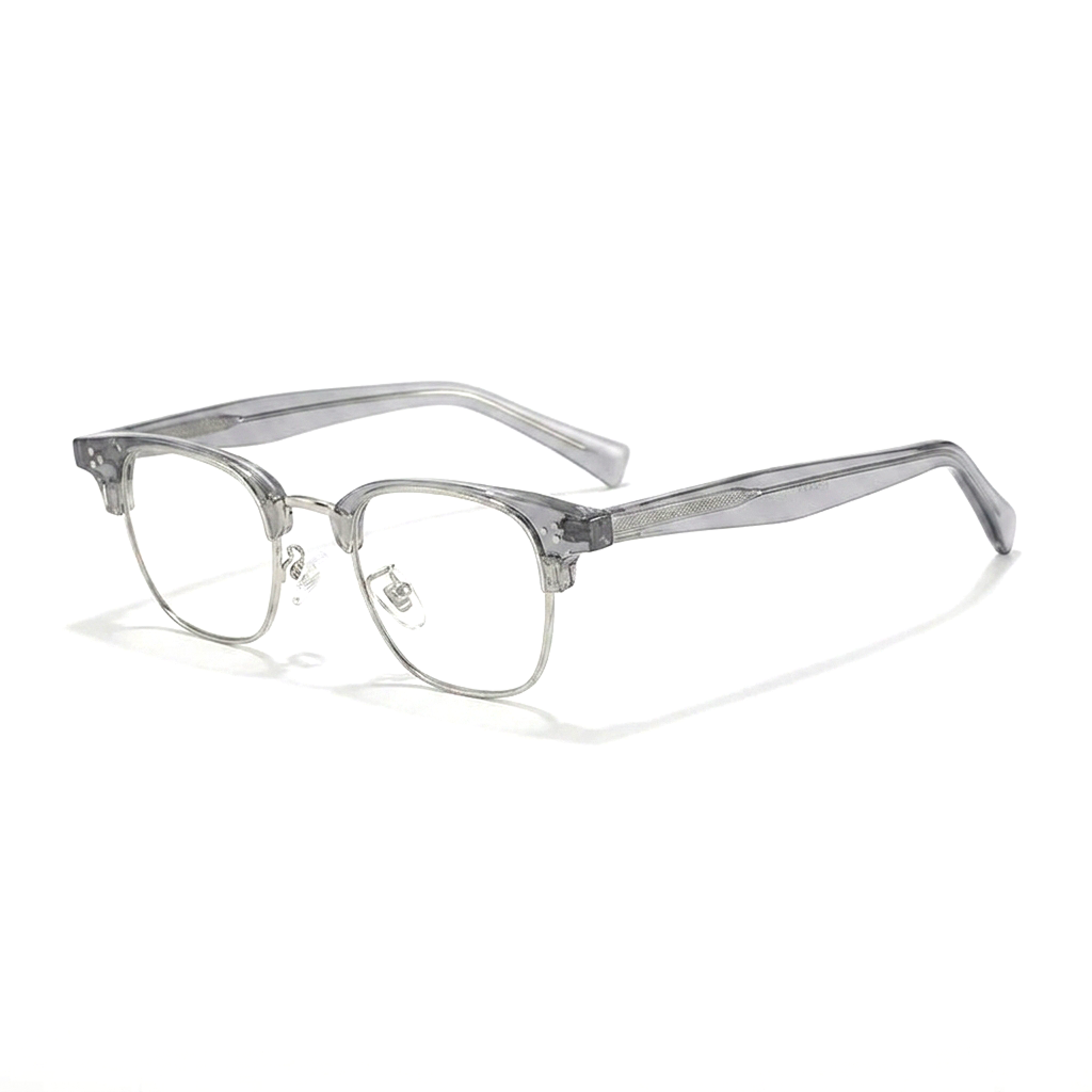 Retro Half-Frame Square Acetate Glasses