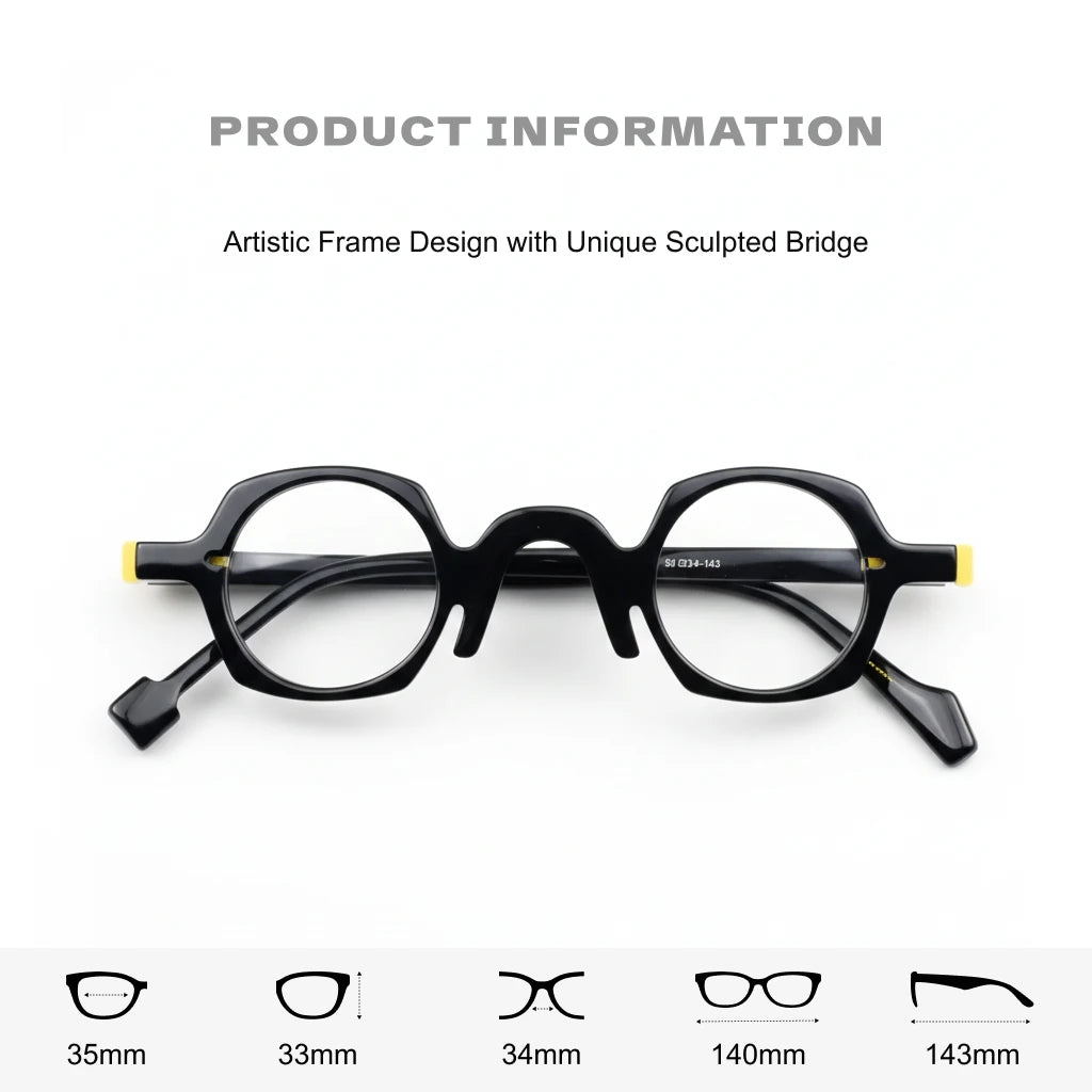Retro Round Acetate Eyeglass Frames - Unisex Optical Prescription