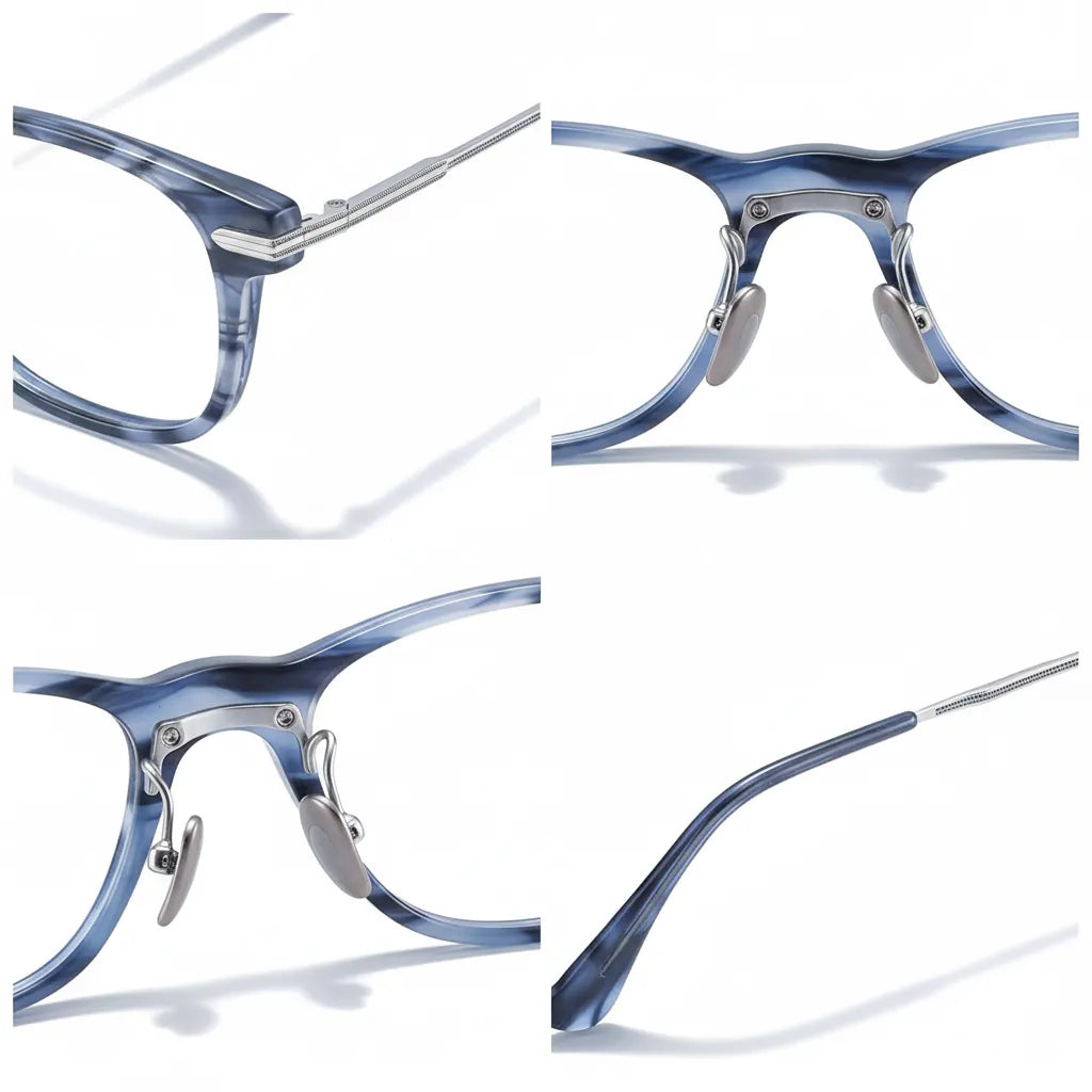 Retro Square Titanium Eyeglass Frame - Lightweight Optical Prescription Glasses