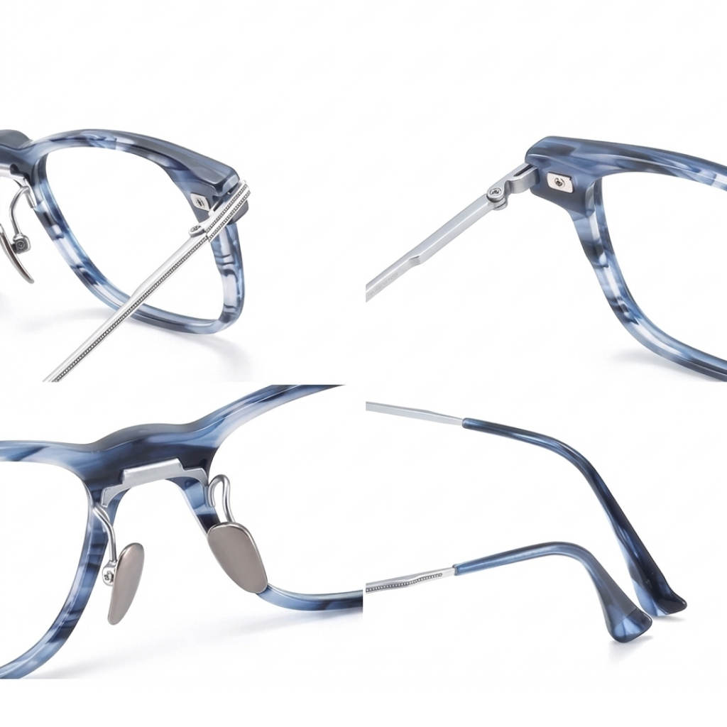 Titanium Retro Square Eyeglass Frames