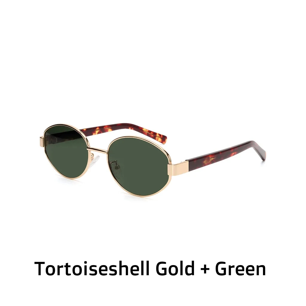 Retro Elliptical Metal Sunglasses - UV Protection Polarized