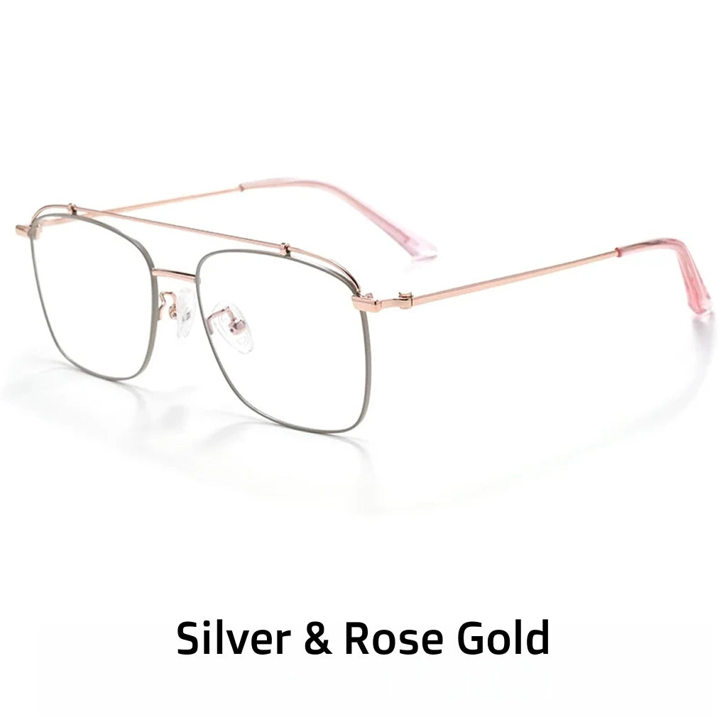 Titanium Square Glasses Frame - Anti Blue Light Optical Prescription