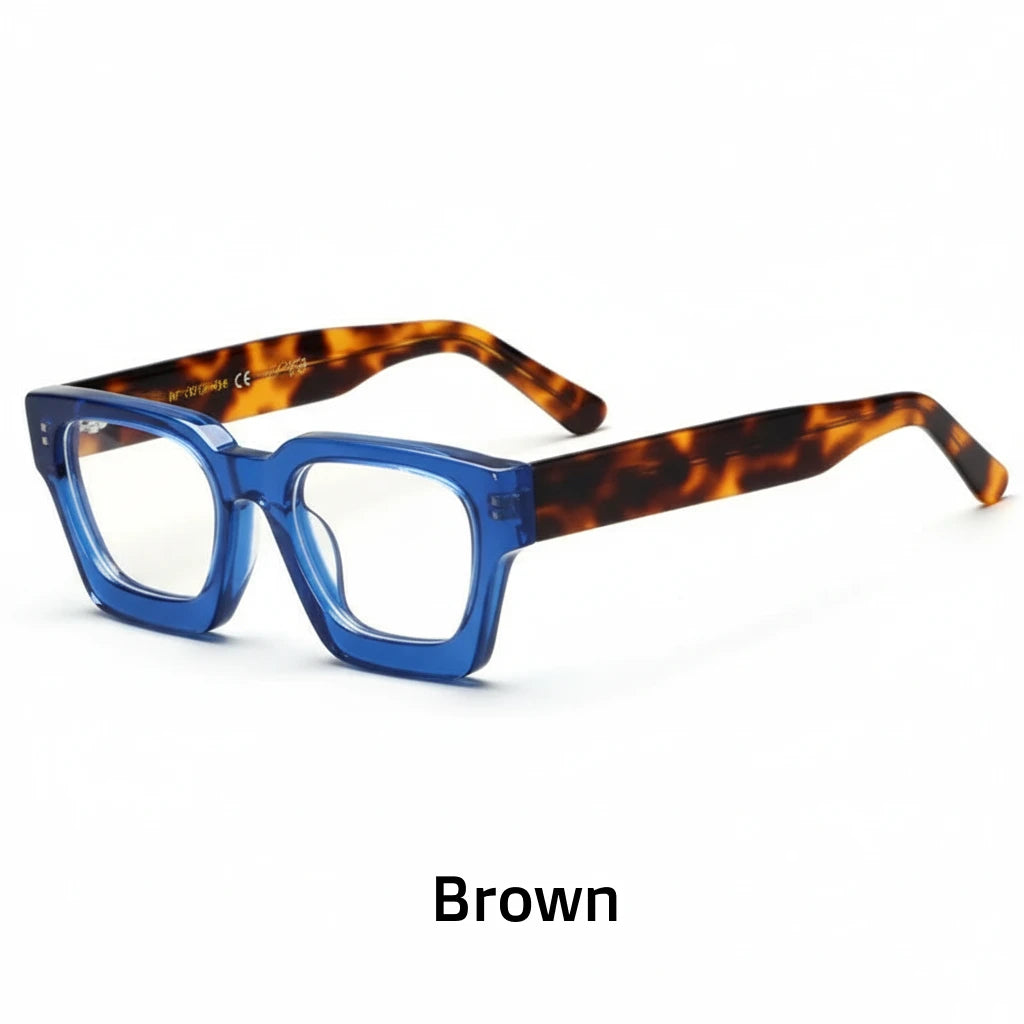 Retro Square Acetate Eyeglass Frame - Unisex Optical Prescription Glasses