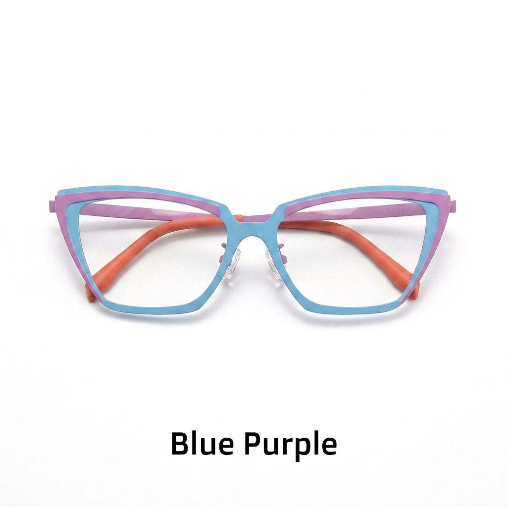 Titanium Cat-Eye Optical Frames – Dual-Tone Unisex Prescription Eyeglasses
