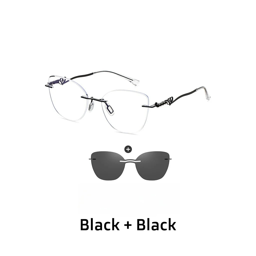 Magnetic Polarized Glasses Frame - 2-in-1 Frameless Optical Prescription Eyewear