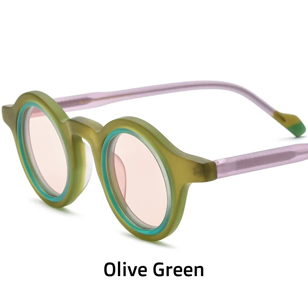 Round Frosted Polarized UV400 Acetate Sunglasses