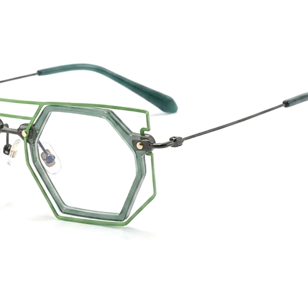 Nischendesigner-Polygon-Persönlichkeitsbrillengestell, quadratische Retro-Literaturmode, optische Myopiebrille mit Sehstärke, großes Gesicht