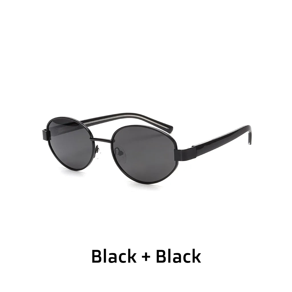 Retro Elliptical Metal Sunglasses - UV Protection Polarized