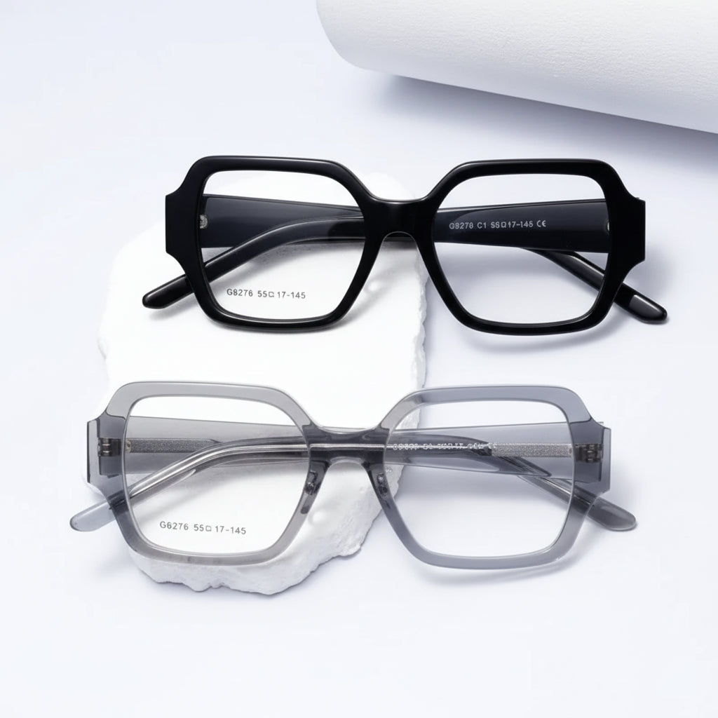 Retro Polygonal Optical Glasses Frame - Large Unisex Eyewear