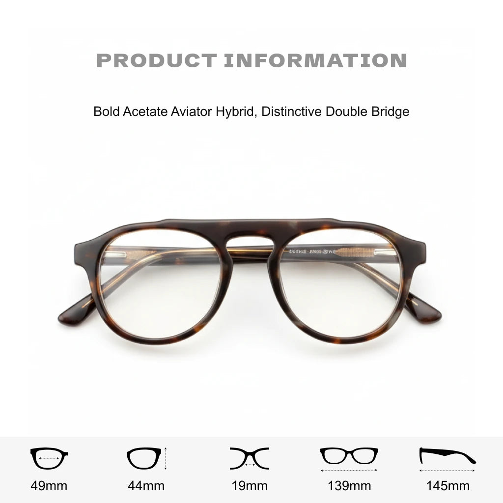 Retro Round Optical Eyeglass Frame - Double Beam Design