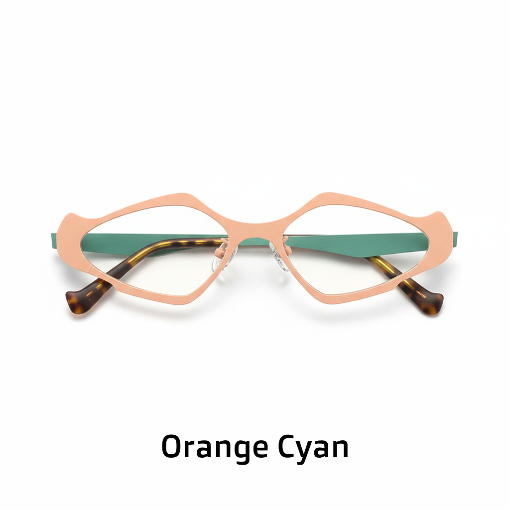 Titanium Cat Eye Polygon Eyeglass Frames