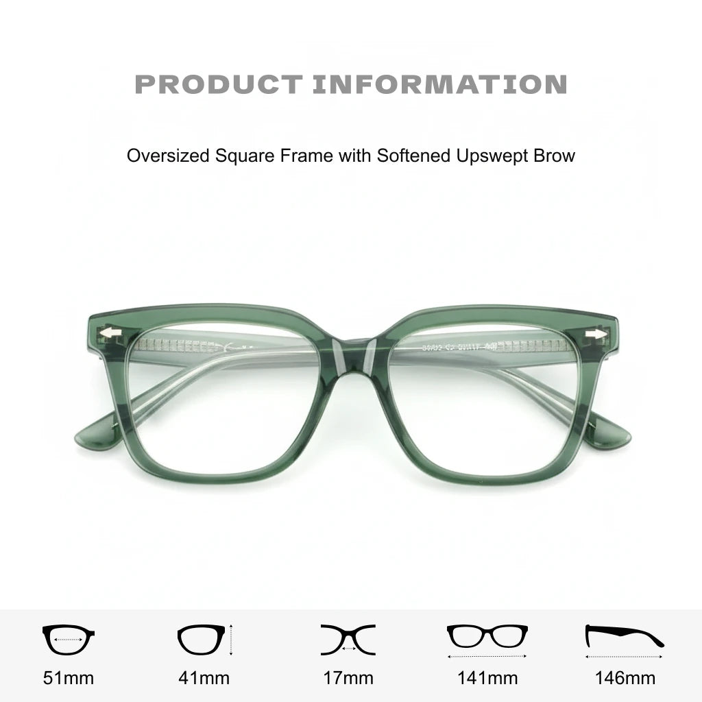 Retro Large Frame Unisex Eyeglasses - Model 88028
