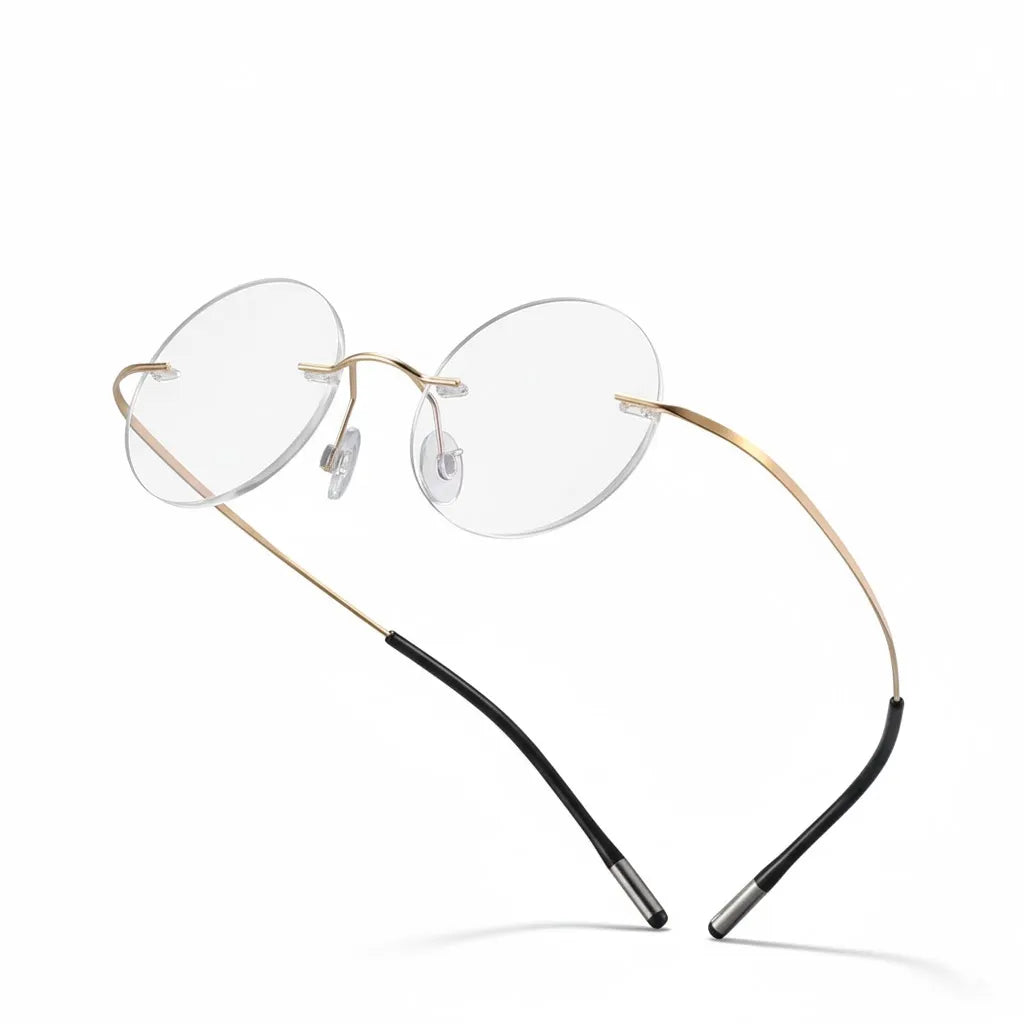 Titanium Frameless Round Eyeglasses - Anti Blue Light Optical Frames