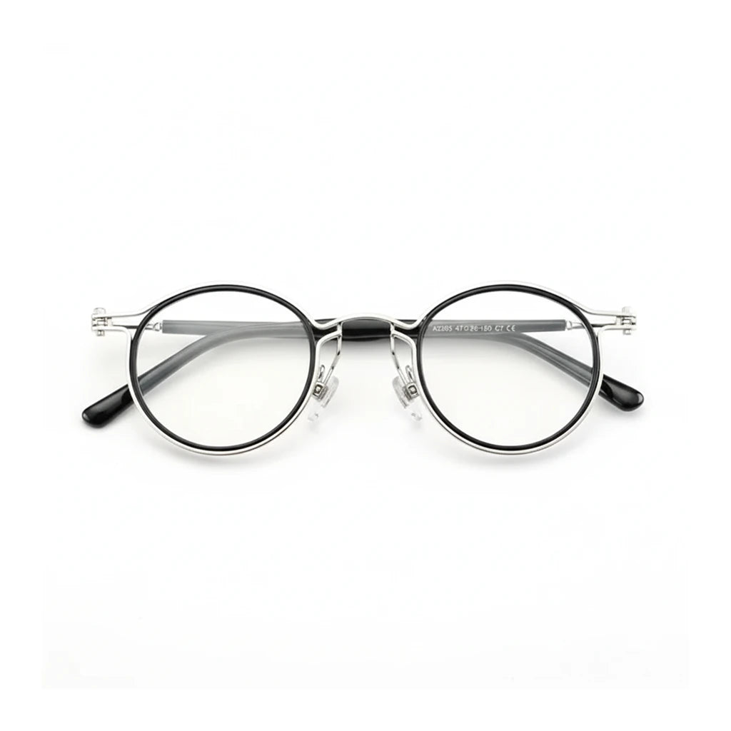 Retro Round Metal Eyeglass Frame - Ultra Light TR Optical