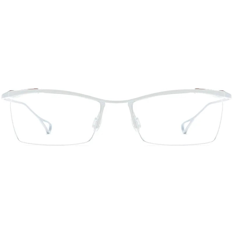 Titanium Semi-Rimless Square Optical Frames – Unisex Prescription Eyeglasses