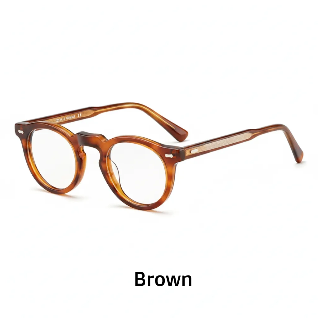 Retro Round Acetate Eyeglass Frames - Model 1128