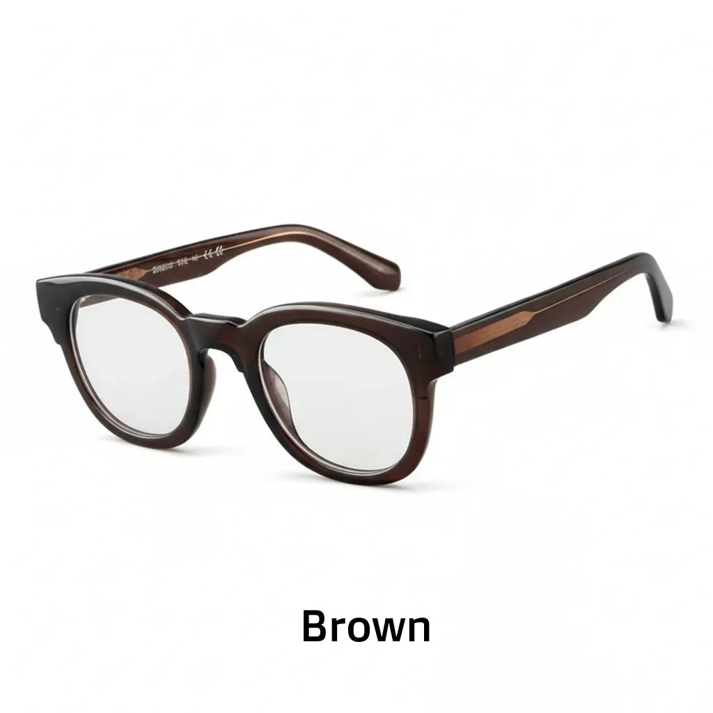 Retro Round Acetate Eyeglass Frames - Unisex Prescription Ready
