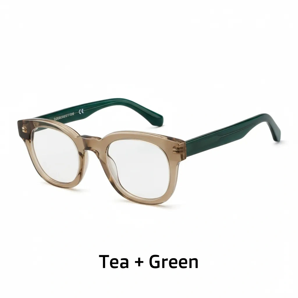 Retro Round Acetate Eyeglass Frames - Unisex Prescription Ready