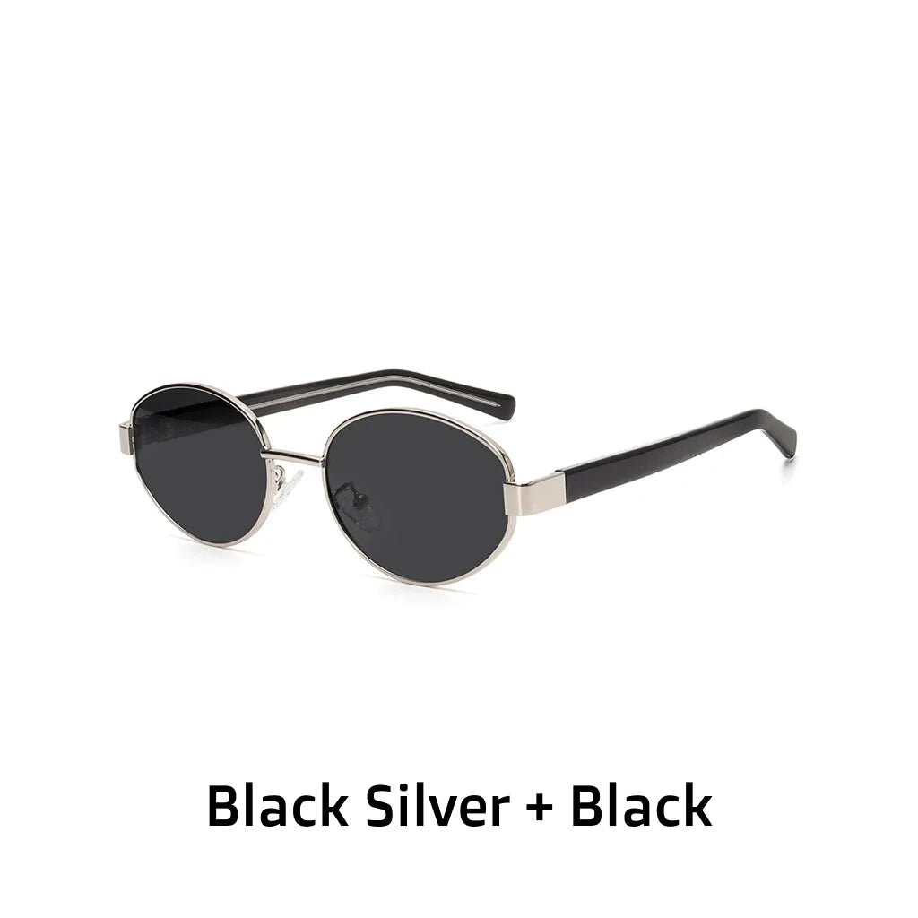 Retro Elliptical Metal Sunglasses - UV Protection Polarized