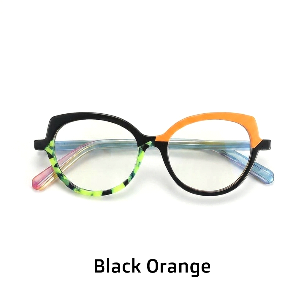 Cat-Eye Patchwork Optical Glasses Frame