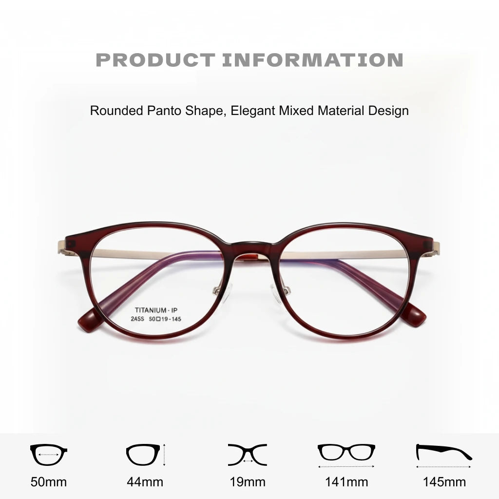 Ultra Light Titanium Cat Eye Eyeglass Frame - Anti Blue Light Optical Prescription Glasses